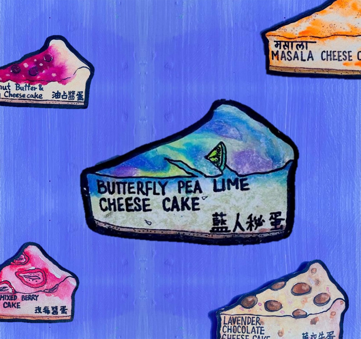 Butterfly Pea Lime Cheesecake 藍人祕蛋